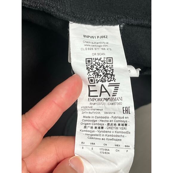 Emporio Armani EA7 Full ZIP SWEATSHIRT Black Sz S Comfort Casual Jacket Mens - Picture 9 of 16